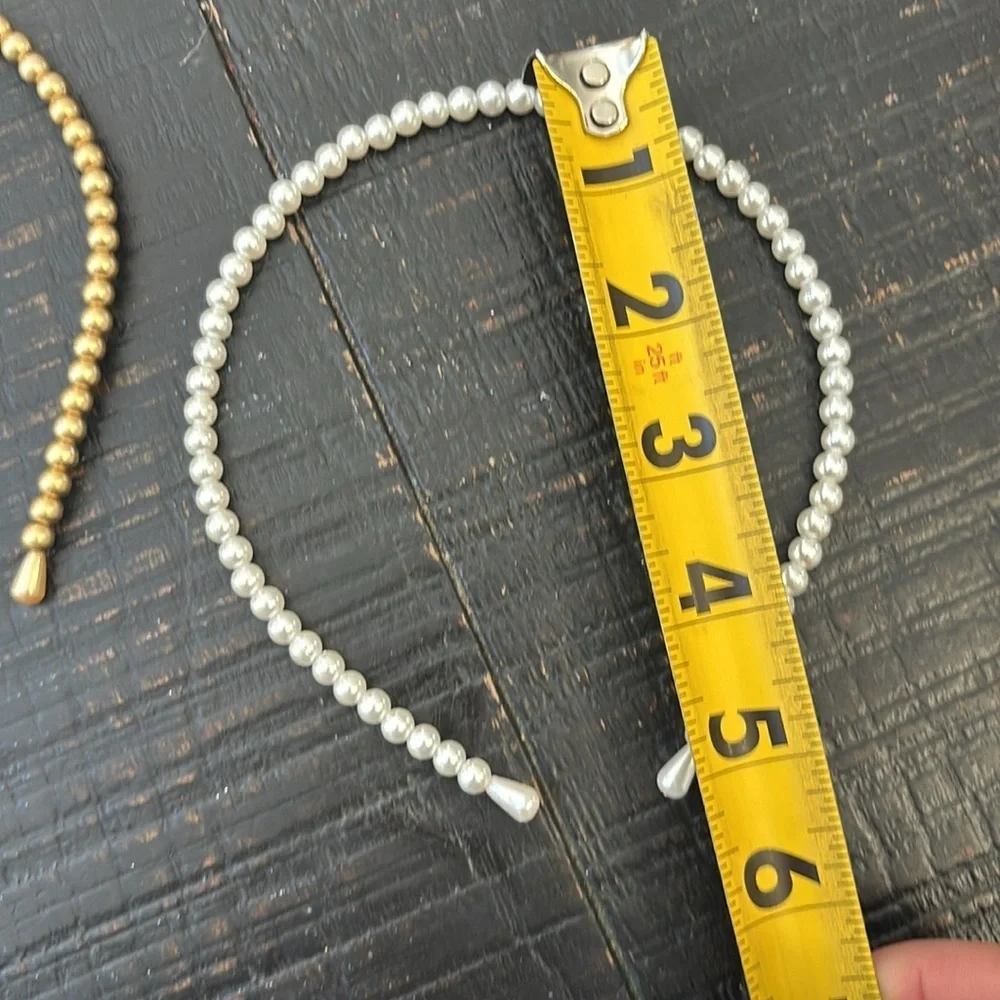 2 New Headbands 1 gold pearl and 1 white pearl headband